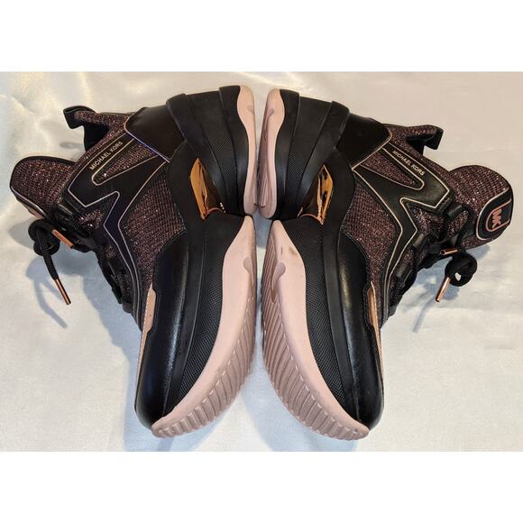 MICHAEL Michael Kors Olympia Glitter Chain-Mesh and Leather Trainers Size 10M - Picture 6 of 9